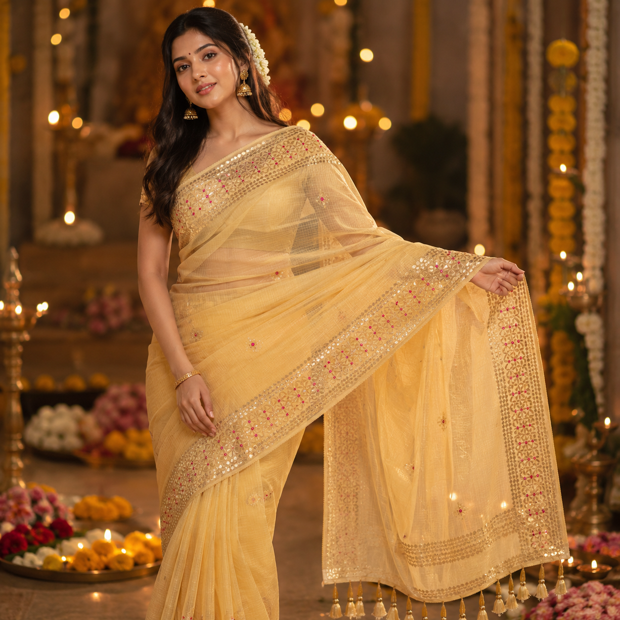 Vayu- Kota Yellow Gota Patti Saree