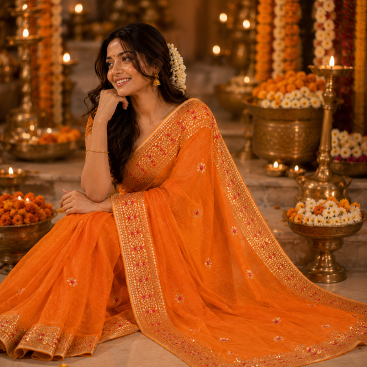 Vayu- Kota Orange Gota Patti Saree