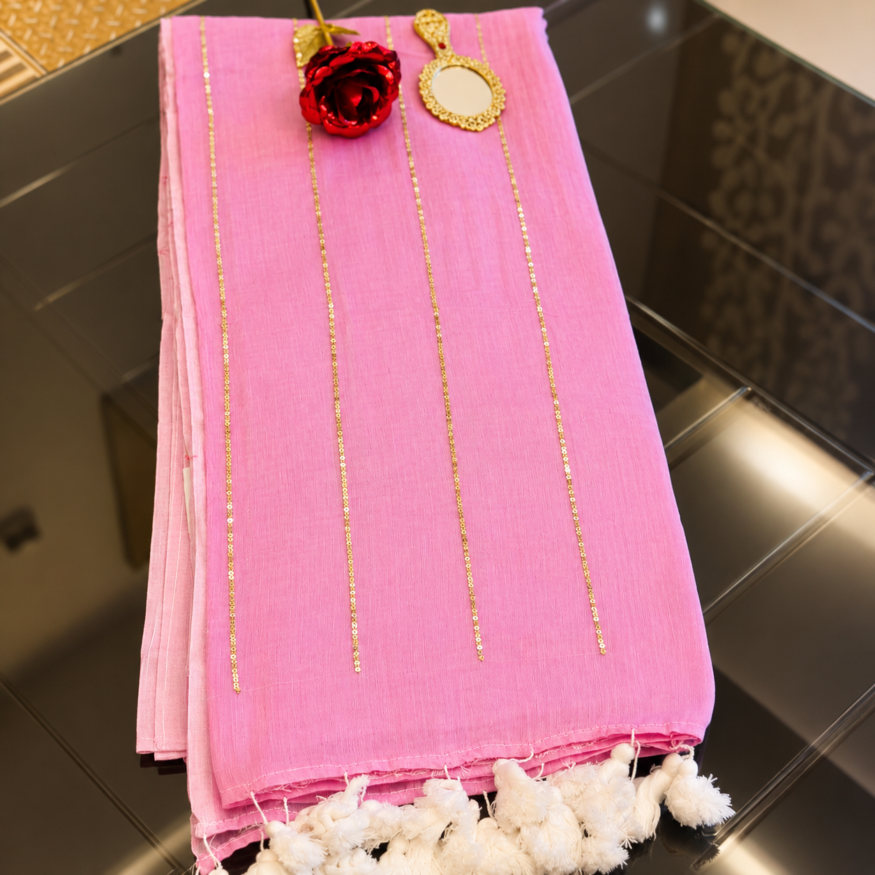Vayu- Mulmul Sequence Paby Pink lining