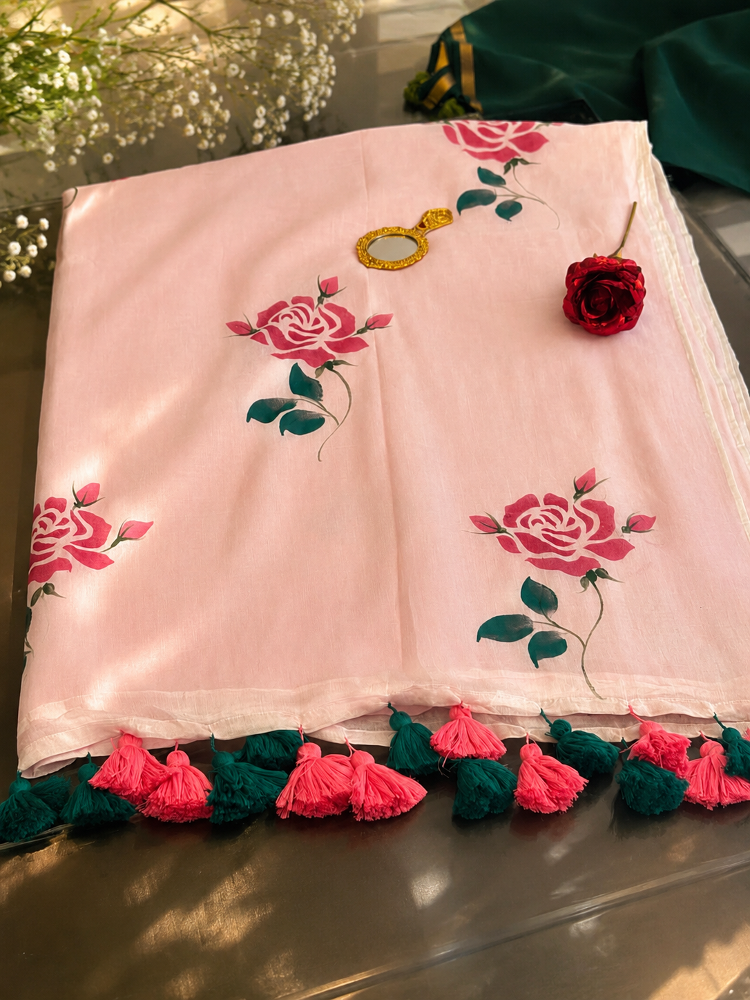 Vayu- Baby pink Handpainted Rose