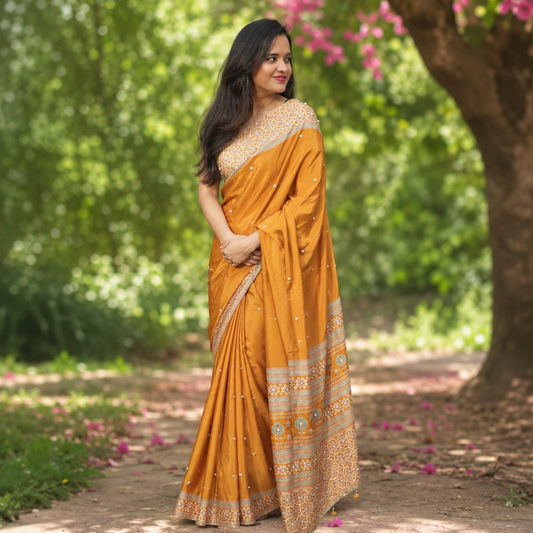 Nazakat - Pearl Ajrak Mustard Fusion