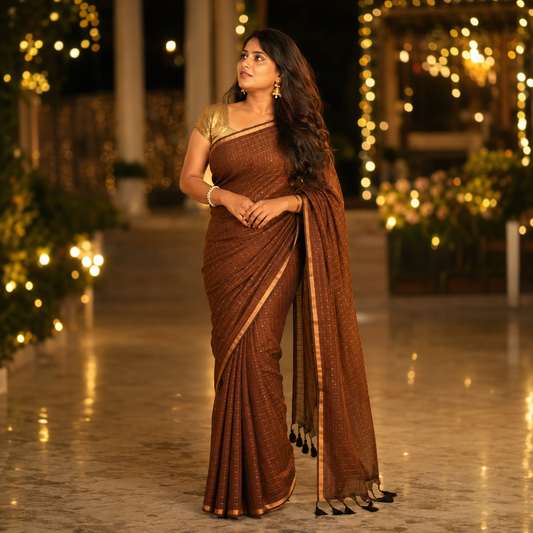 Vayu - Stary checkered Brown Gold Sequence