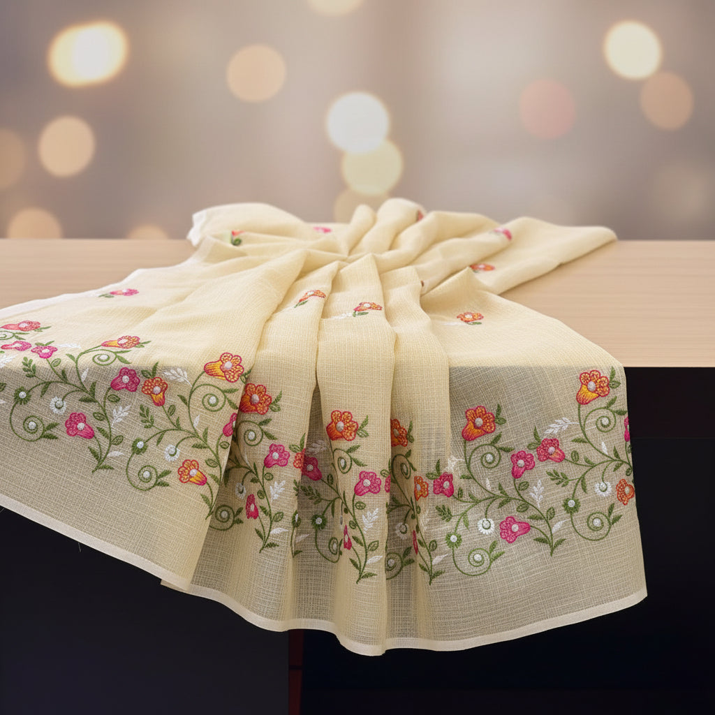 Vayu- Kota Pearl Yellow Floral Saree