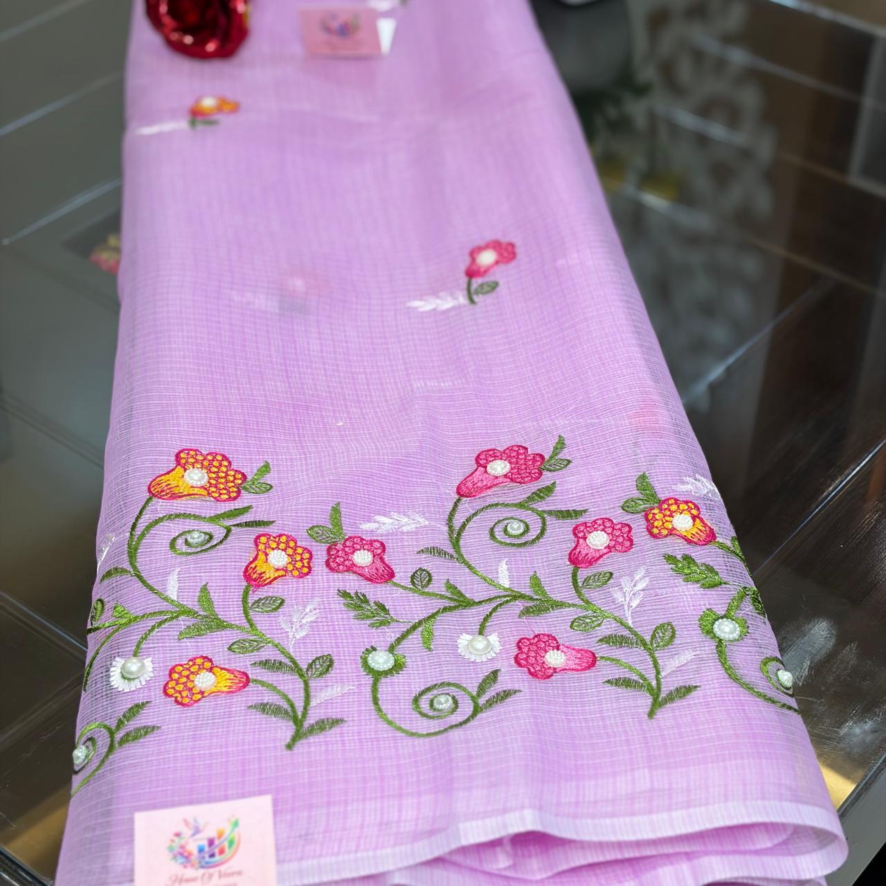 Vayu- Kota Pearl Lavender Floral Saree