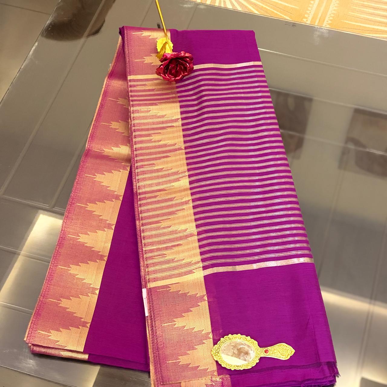 Ehsaas - Purple Maheshwari Silk With Temple Zari Border