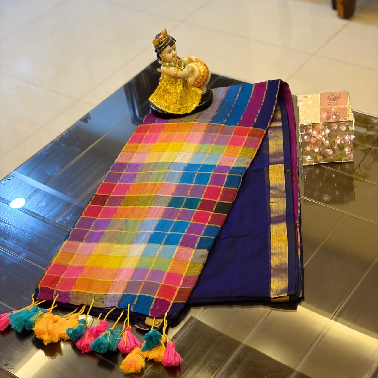 Vayu - Handwoven Rainbow Blue Mul