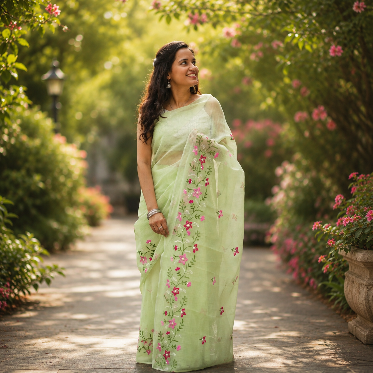 Vayu- Kota Pearl Pista Floral Saree