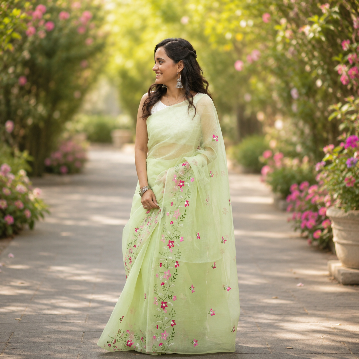 Vayu- Kota Pearl Pista Floral Saree