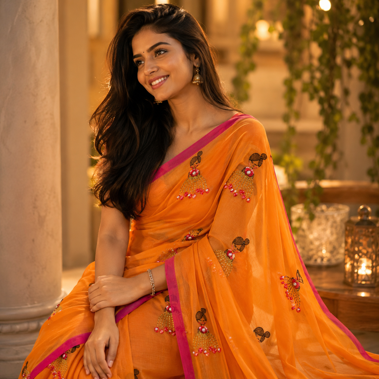 Vayu- Pearl Doll  Orange Mul