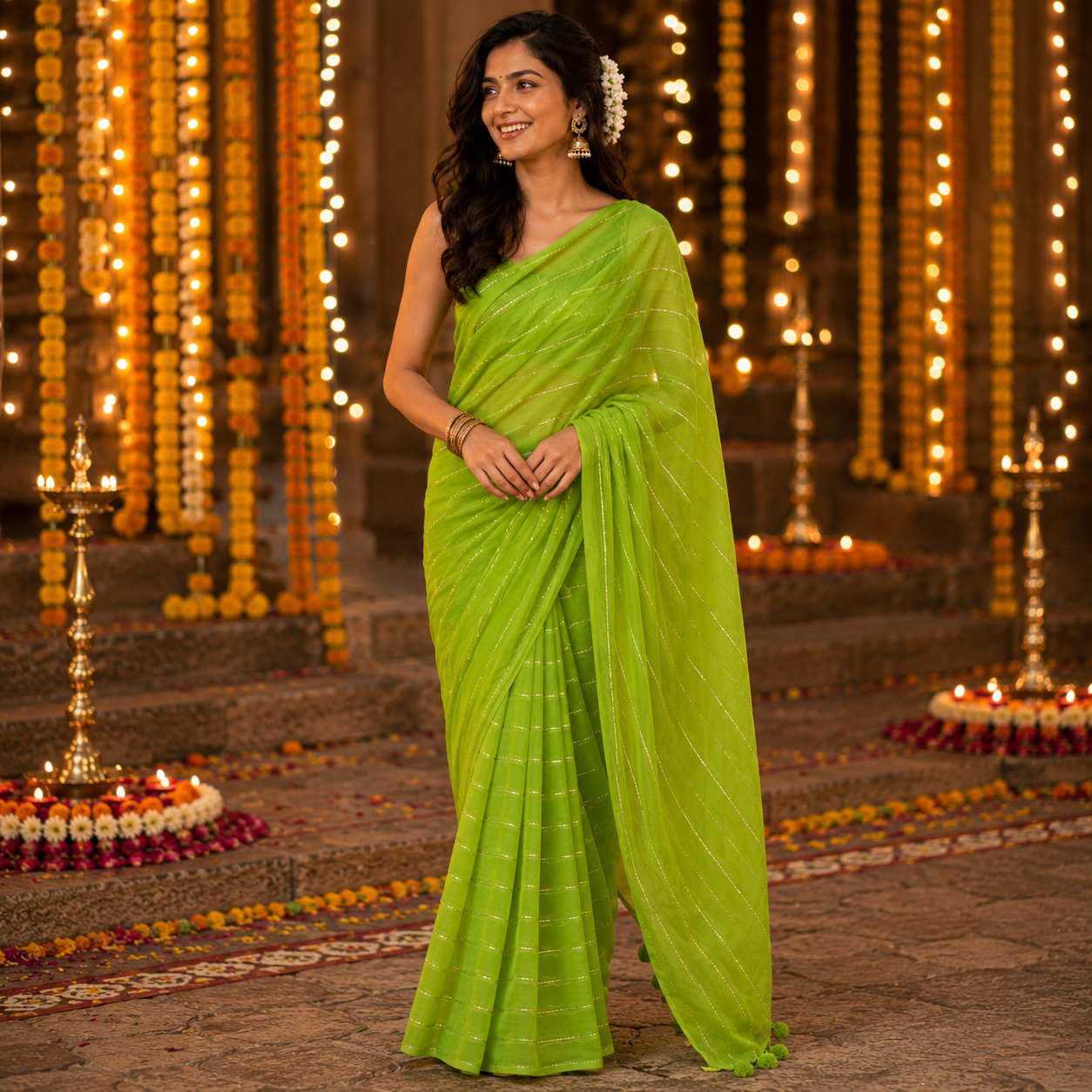 Vayu- Mulmul Sequence Green lining