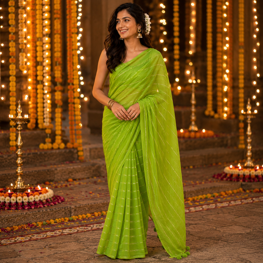 Vayu- Mulmul Sequence Green lining