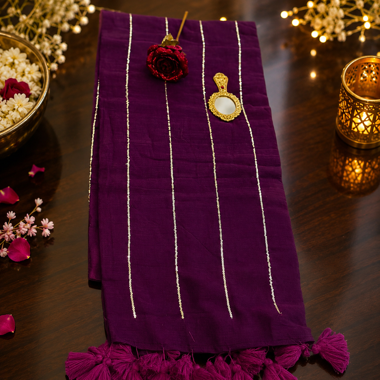 Vayu- Mulmul Sequence Purple lining