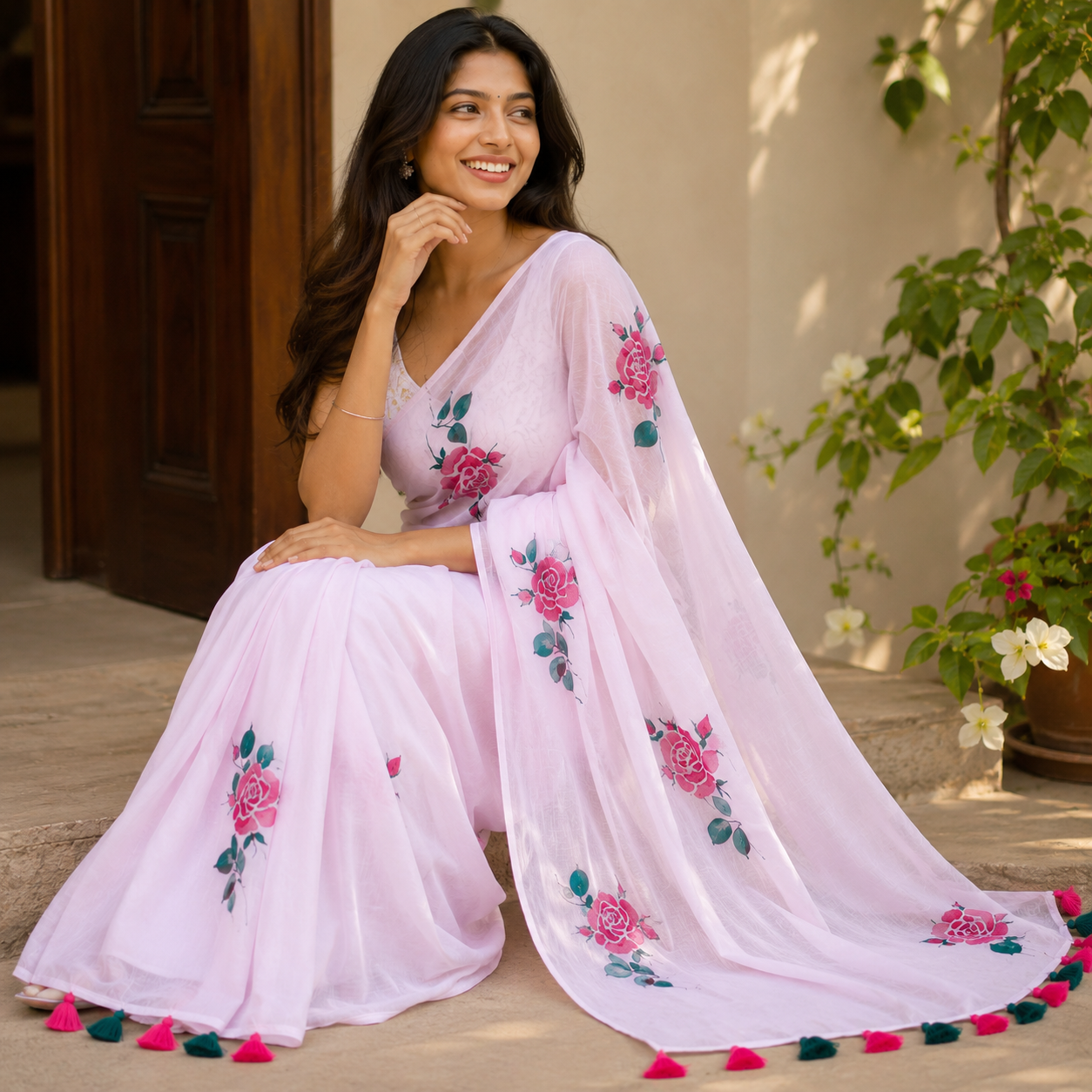 Vayu- Baby pink Handpainted Rose