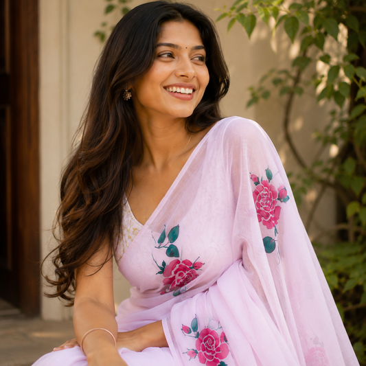 Vayu- Baby pink Handpainted Rose