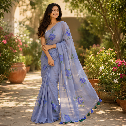 Vayu- Grey Handpainted Rose