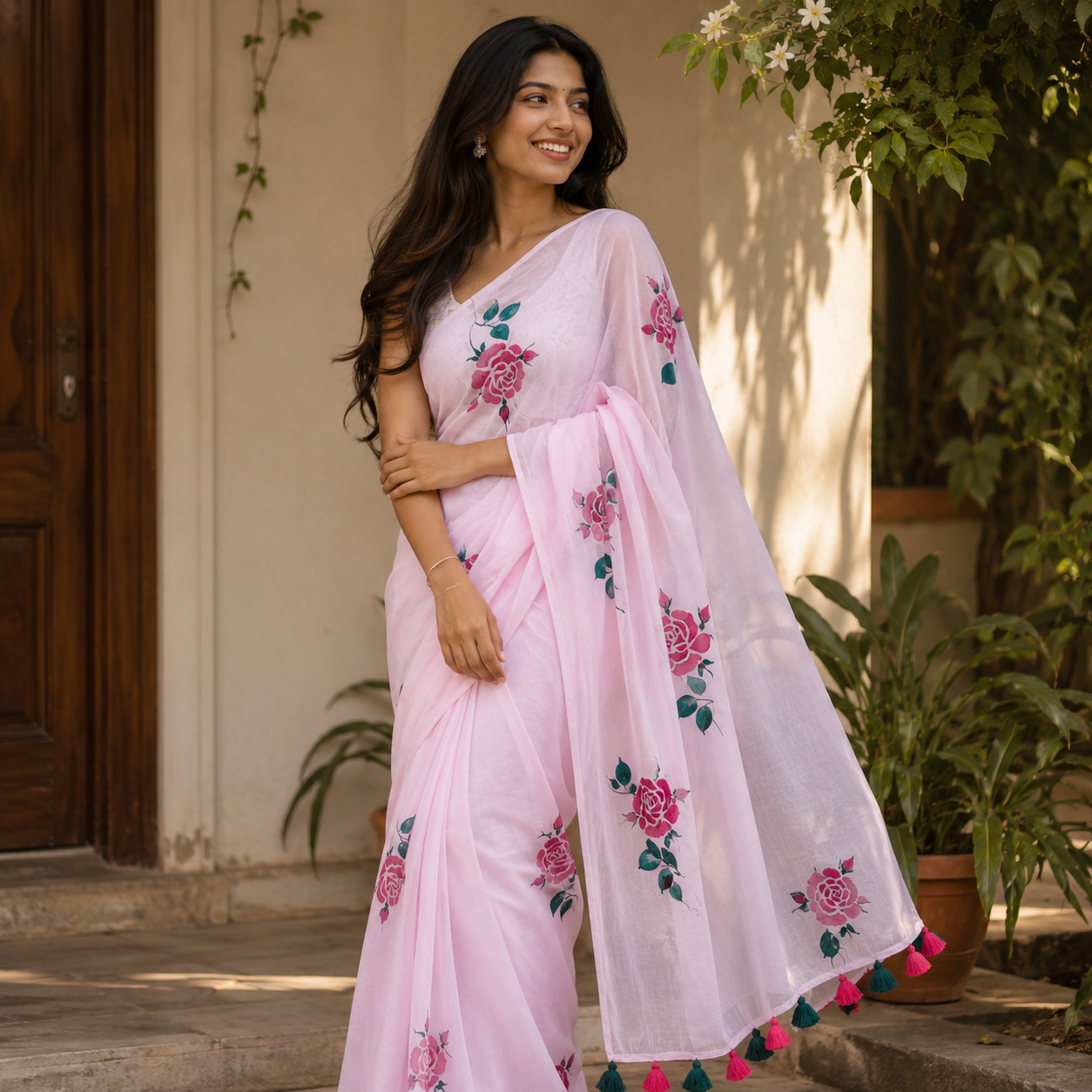 Vayu- Baby pink Handpainted Rose