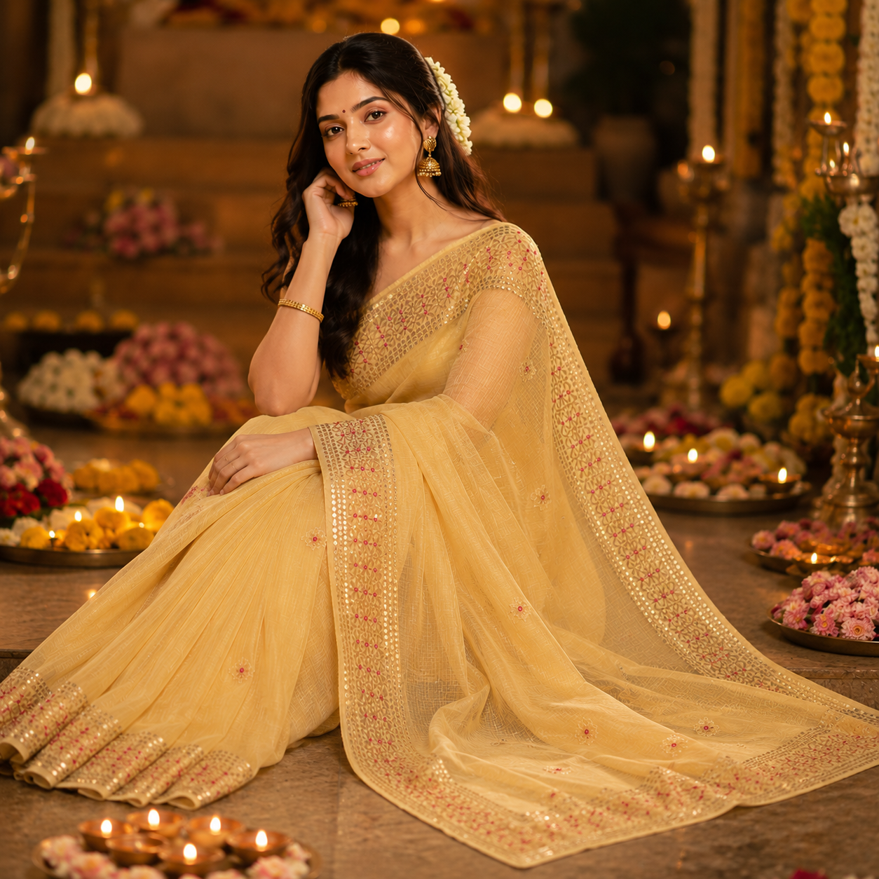 Vayu- Kota Yellow Gota Patti Saree