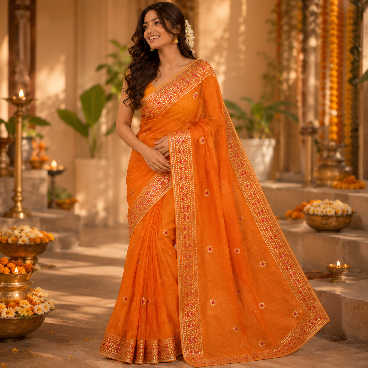 Vayu- Kota Orange Gota Patti Saree