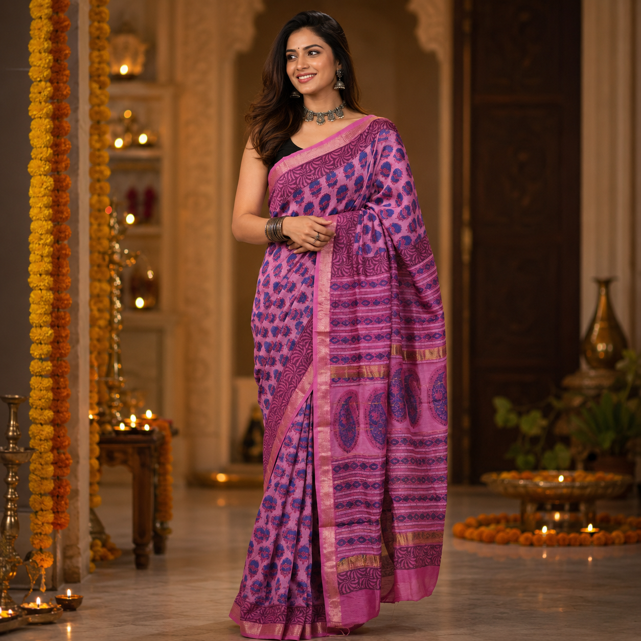 Ehsaas- Maheshwari Silk Lavender