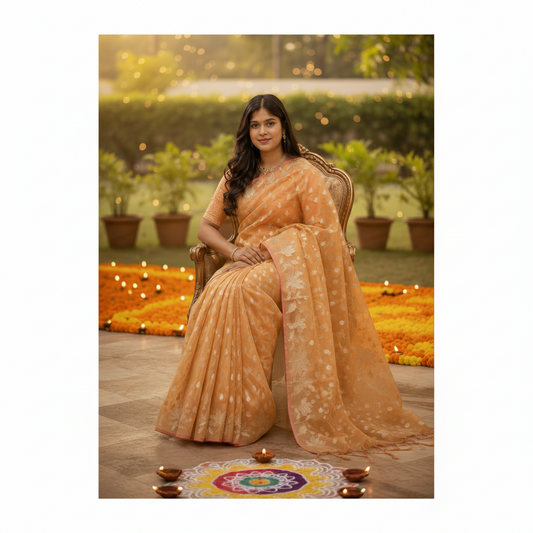 Midnight Royal Silk Tissue Gold Floral