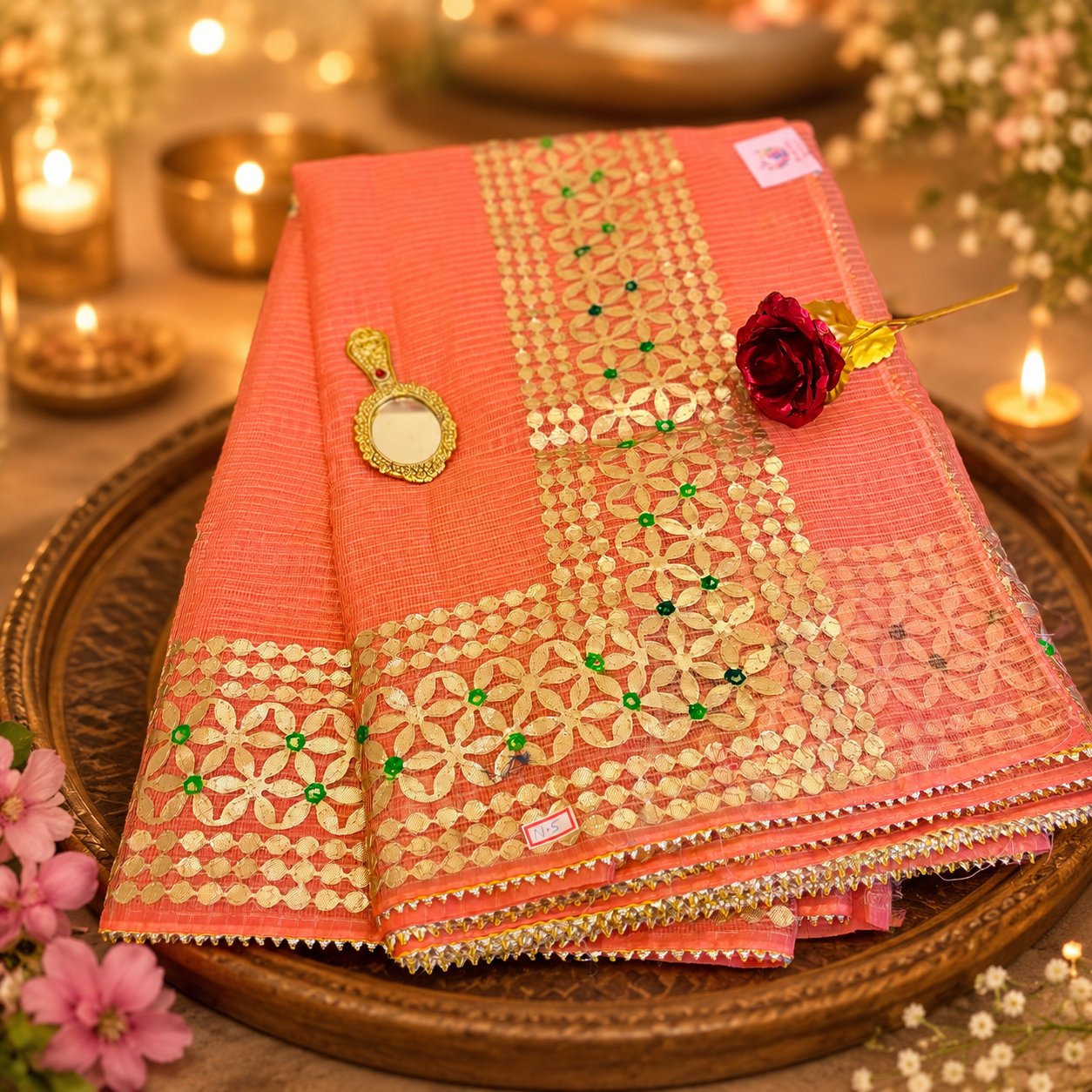 Vayu- Kota Carrot Gota Patti Saree