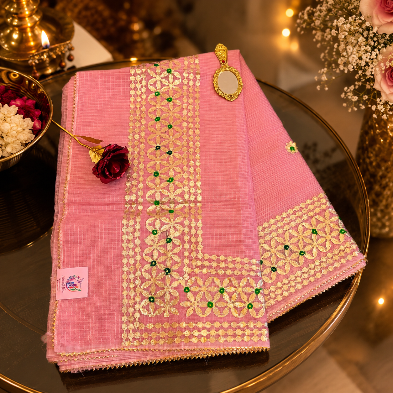 Vayu- Kota Baby pink Gota Patti Saree