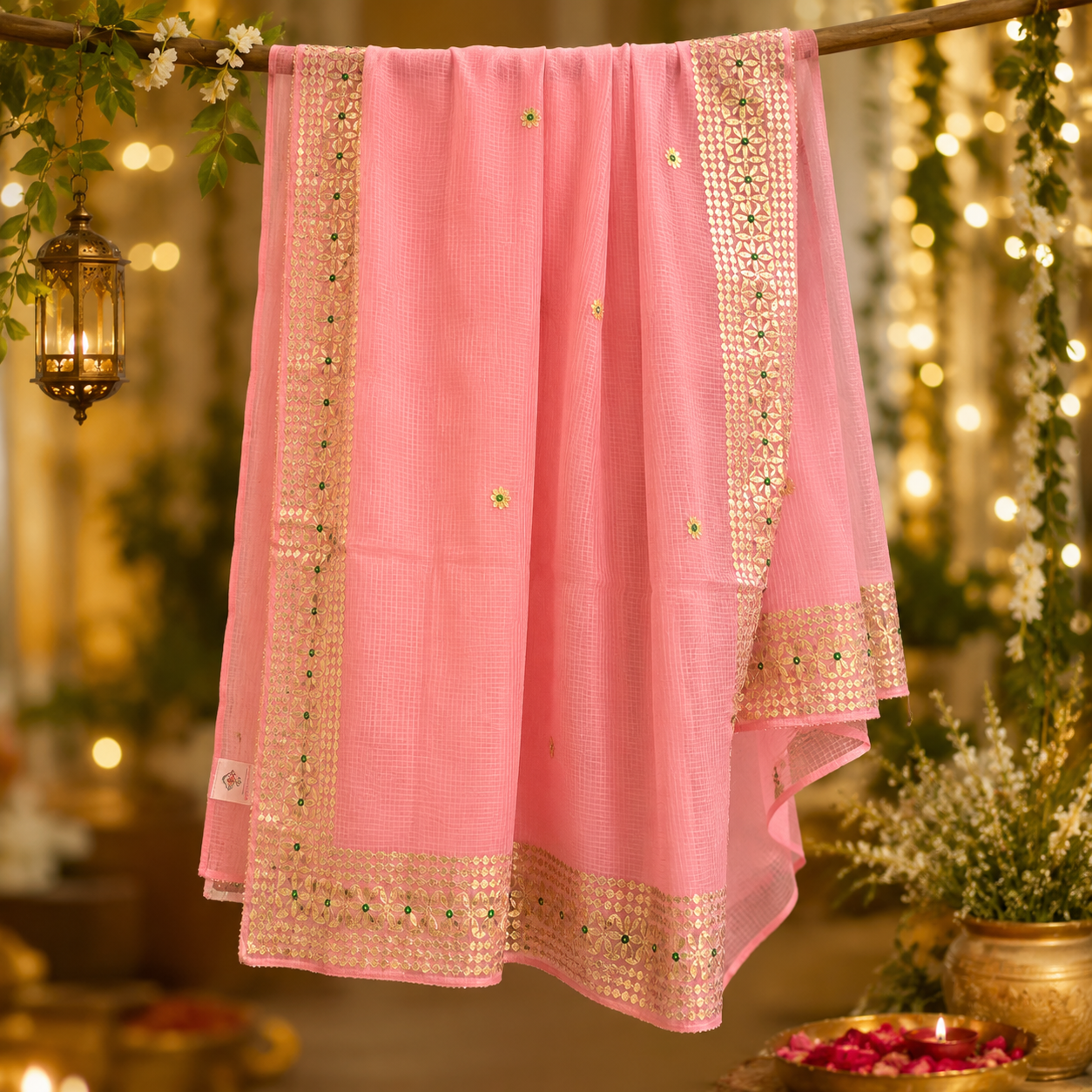 Vayu- Kota Baby pink Gota Patti Saree
