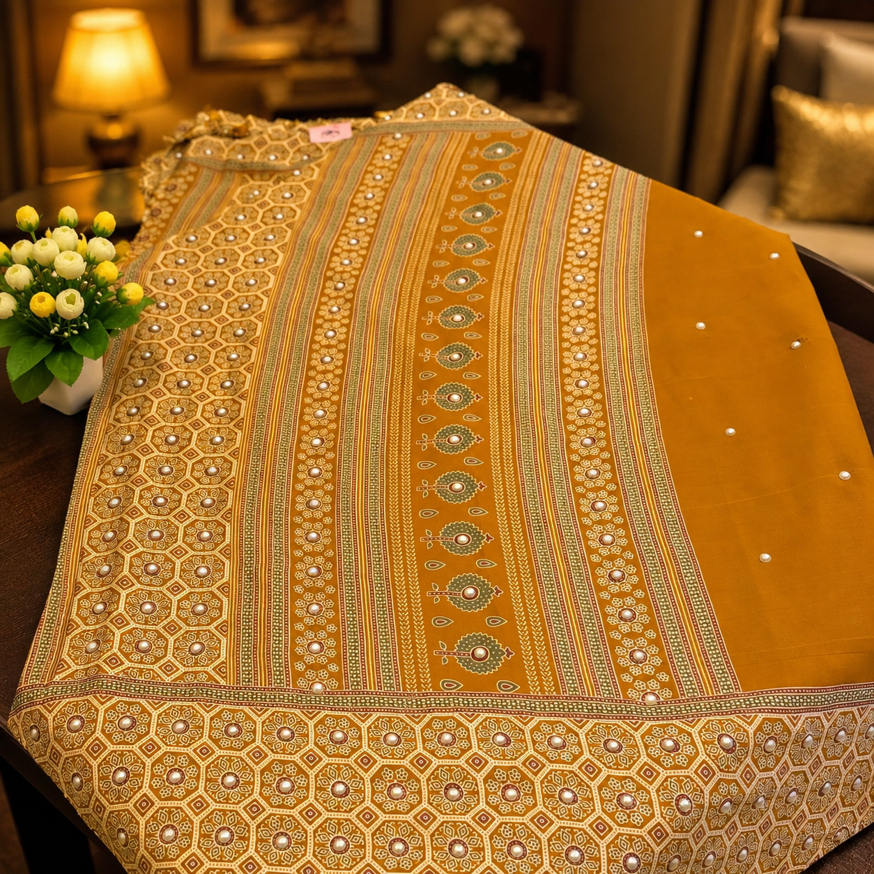 Nazakat - Pearl Ajrak Mustard Fusion