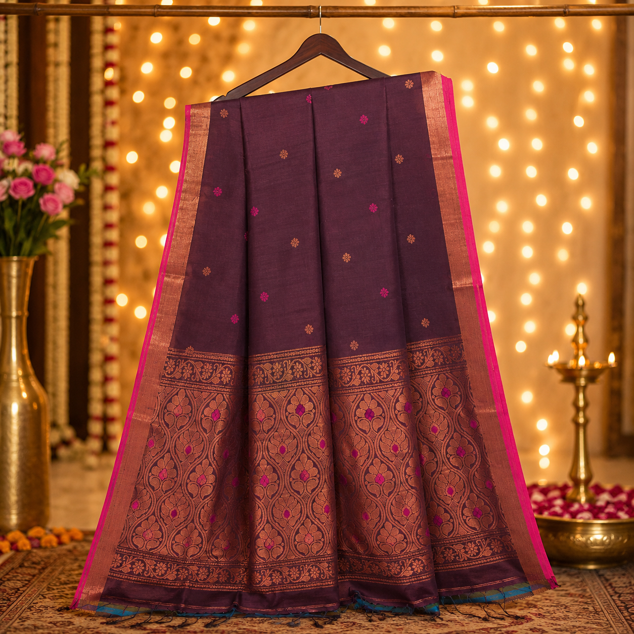 Ehsaas- Linen Purple| Copper Zari Ikkat
