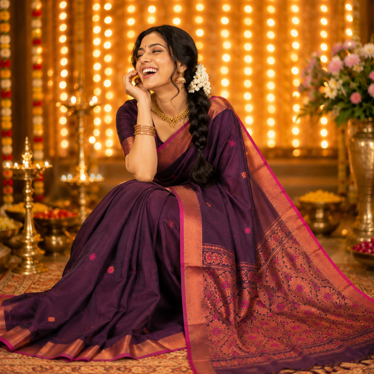 Ehsaas- Linen Purple| Copper Zari Ikkat