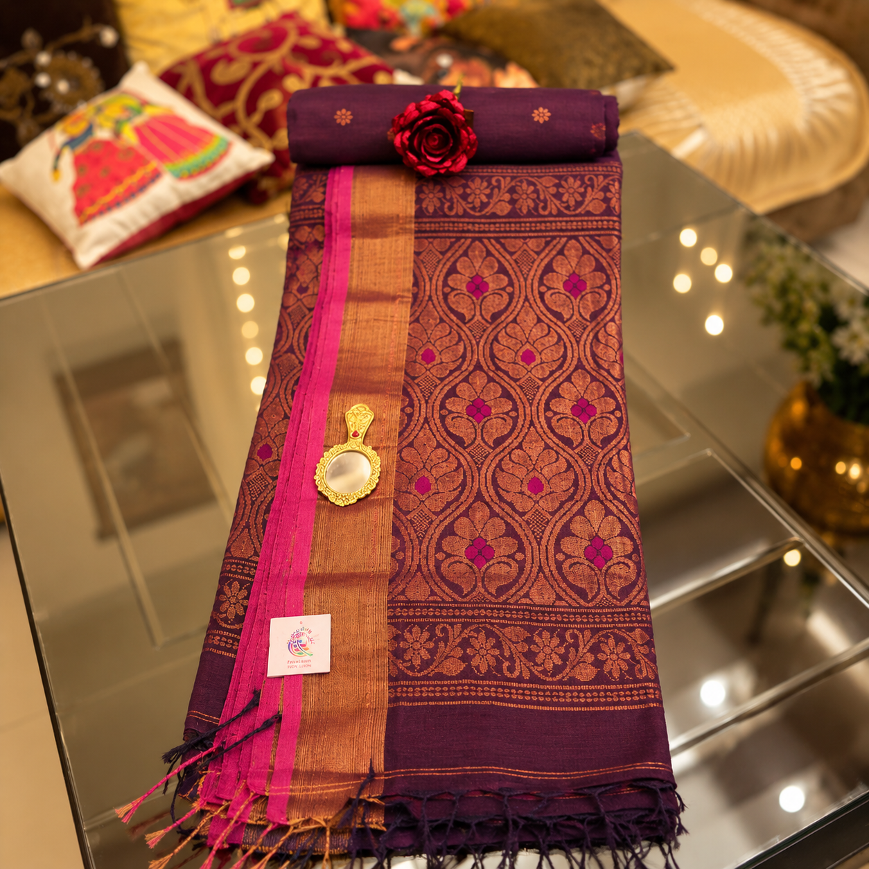 Ehsaas- Linen Purple| Copper Zari Ikkat