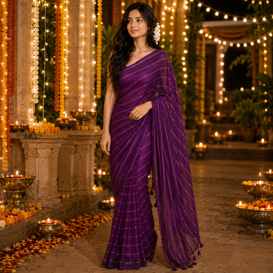 Vayu- Mulmul Sequence Purple lining