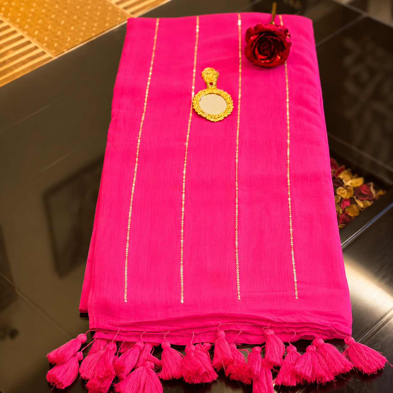 Vayu- Mulmul Sequence Pink lining