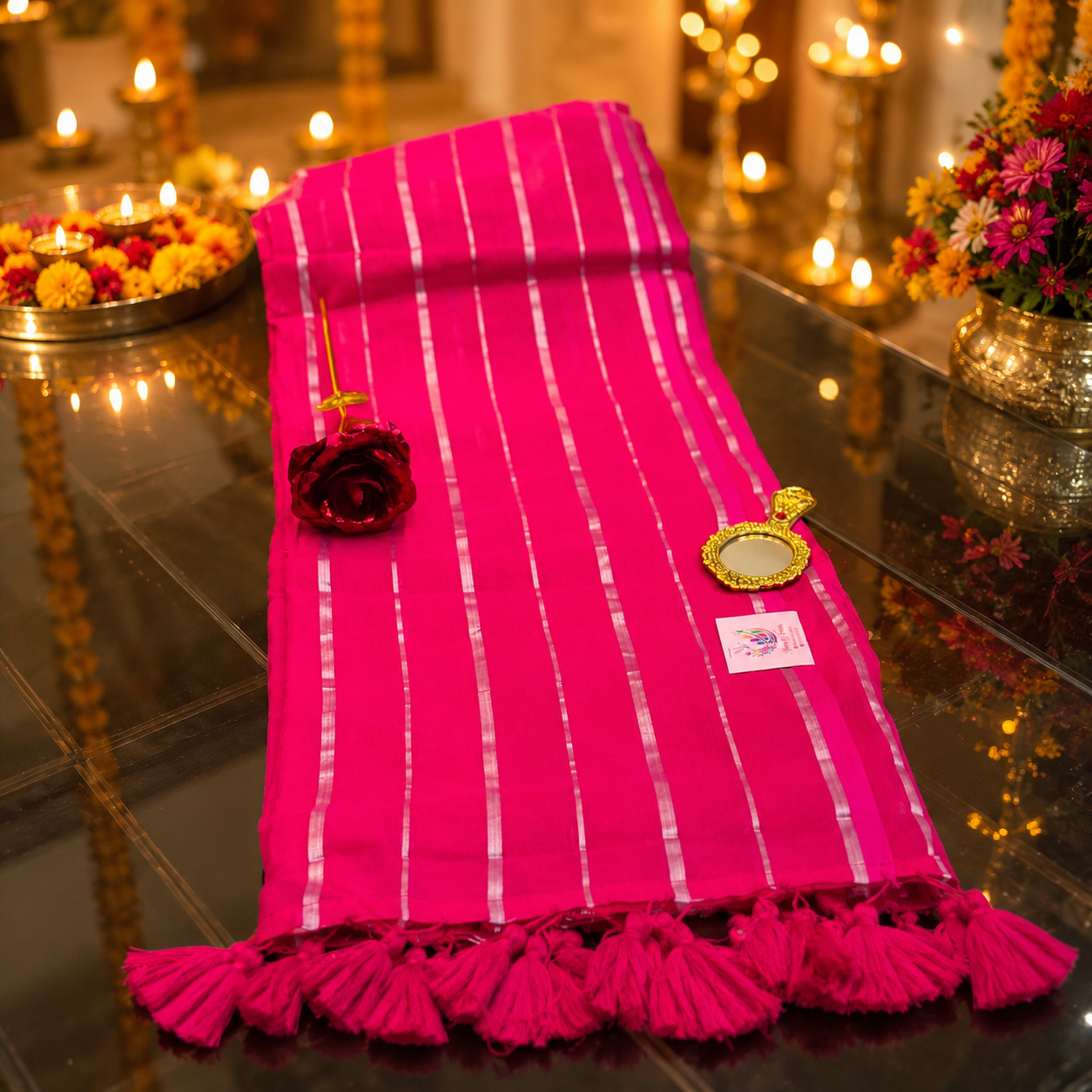 Vayu- Rani pink silver zari lining