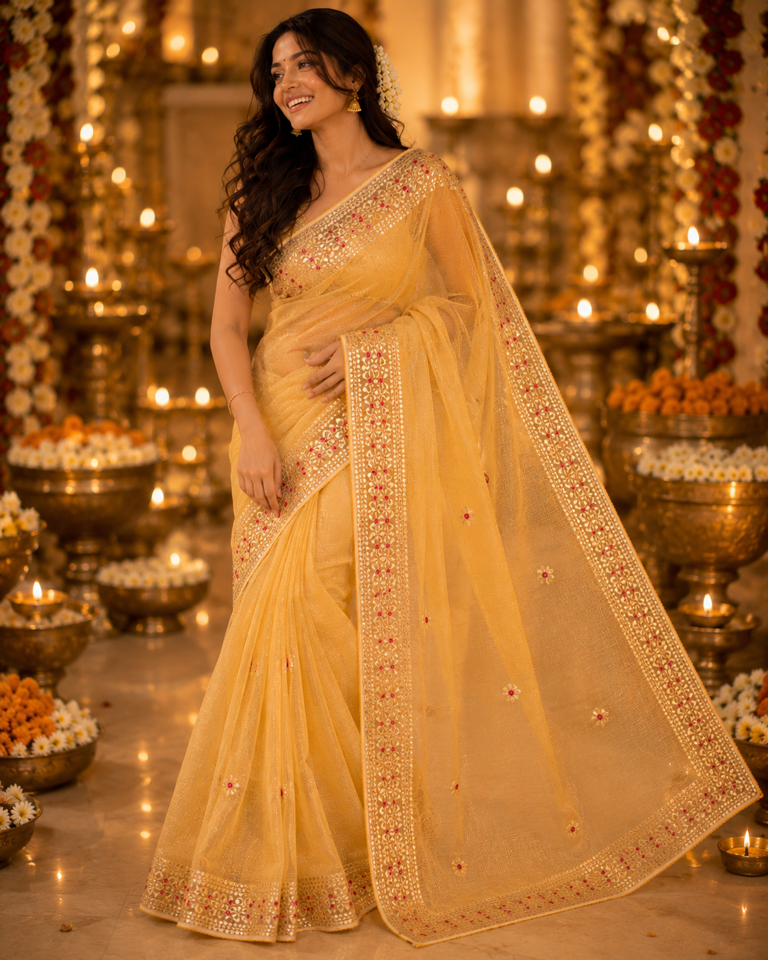 Vayu- Kota Yellow Gota Patti Saree