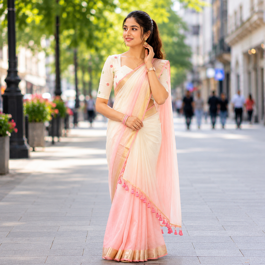 Vayu- Mulmul Pink half & Half