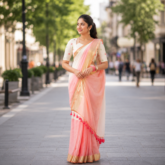 Vayu- Mulmul Pink half & Half