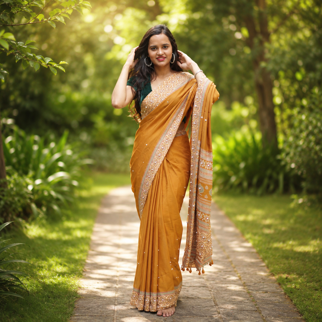 Nazakat - Pearl Ajrak Mustard Fusion