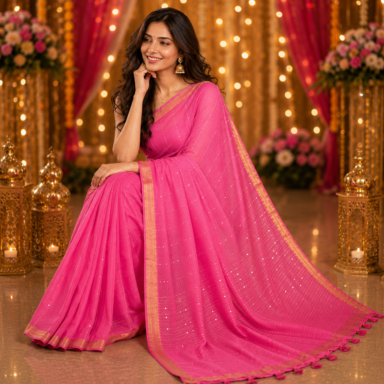 Vayu - Stary Handwoven Pink Sequence