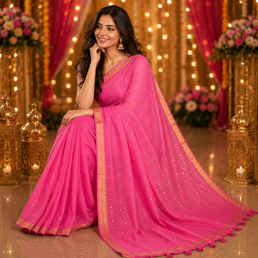 Vayu - Stary Handwoven Pink Sequence