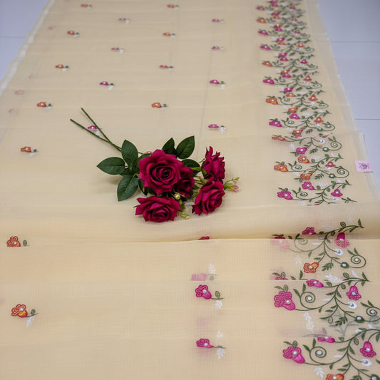 Vayu- Kota Pearl Yellow Floral Saree