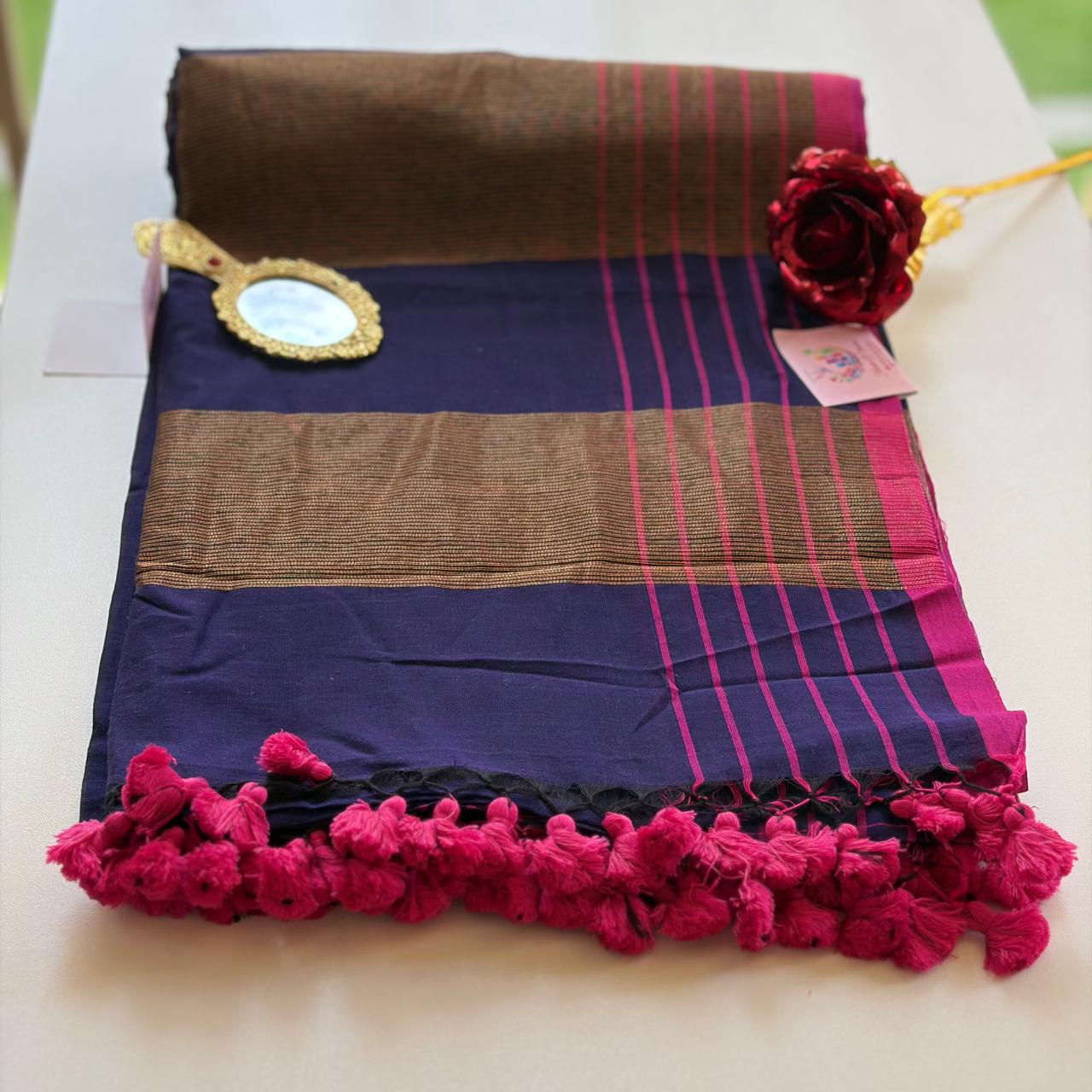 Vayu - Purple Handwoven Mul Checkered