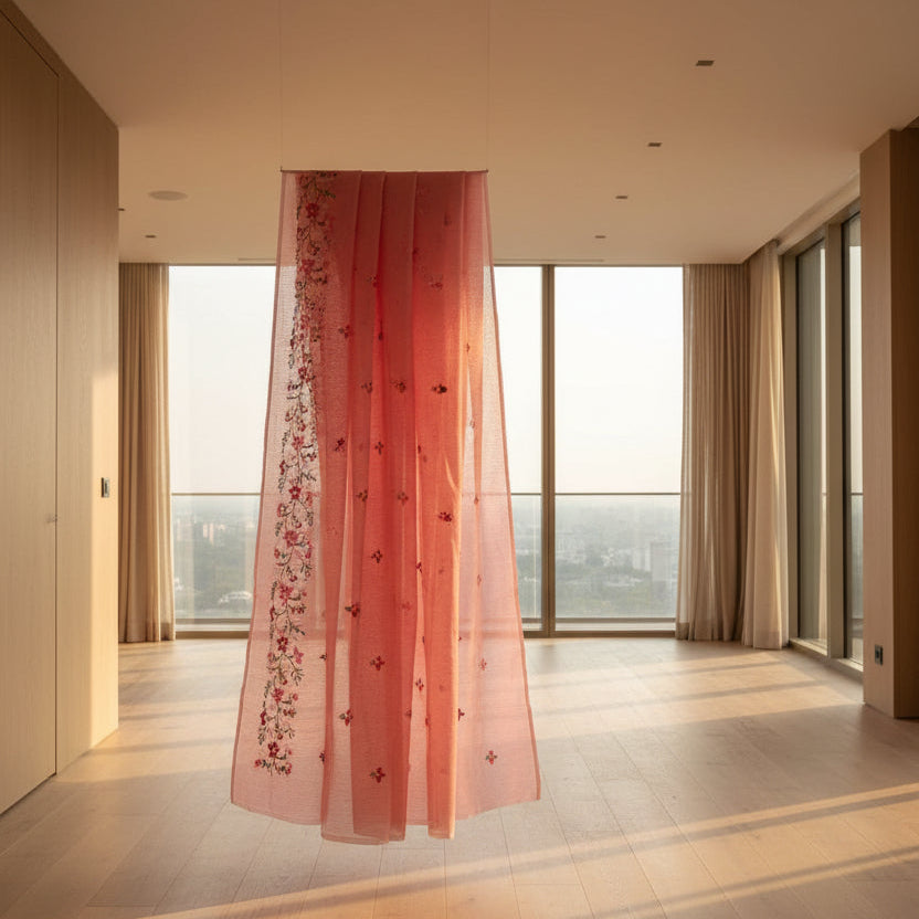 Vayu- Kota Pearl Carrot Floral Saree