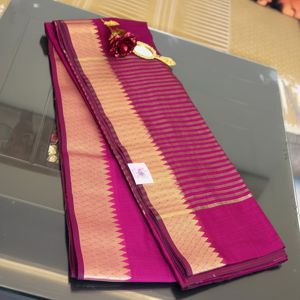 Ehsaas - Pink Maheshwari Silk With Temple Zari Border