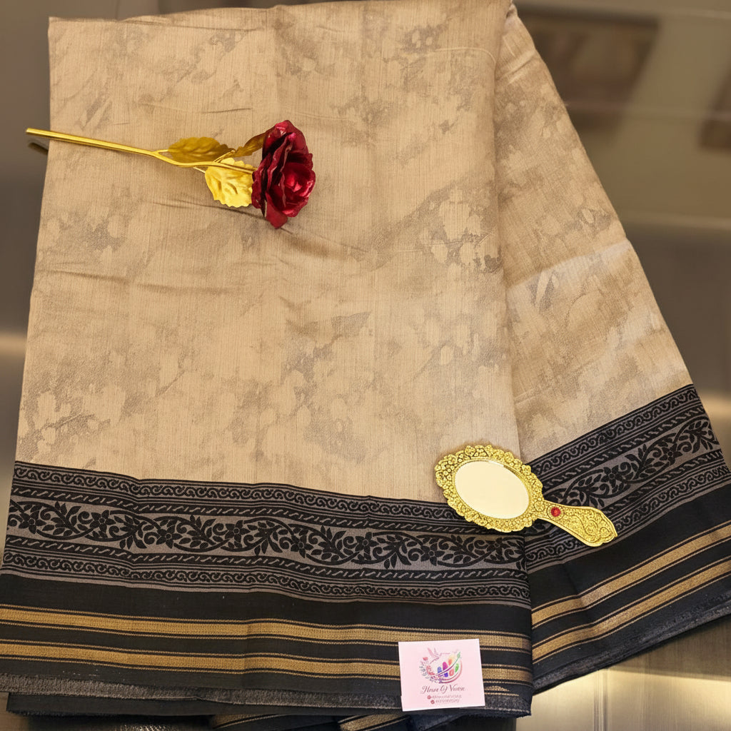 Ehsaas - Black & Grey Abstract Maheshwari Silk