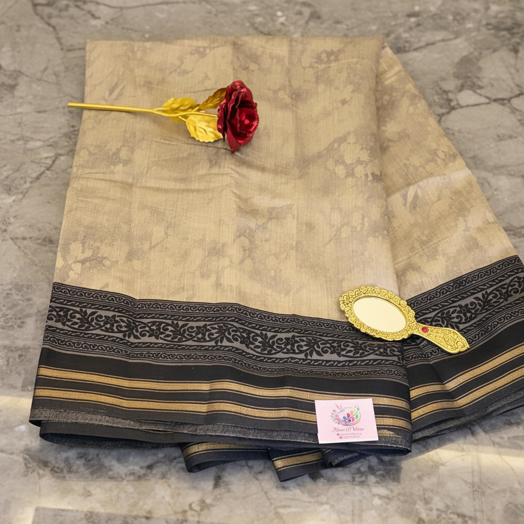 Ehsaas - Black & Grey Abstract Maheshwari Silk