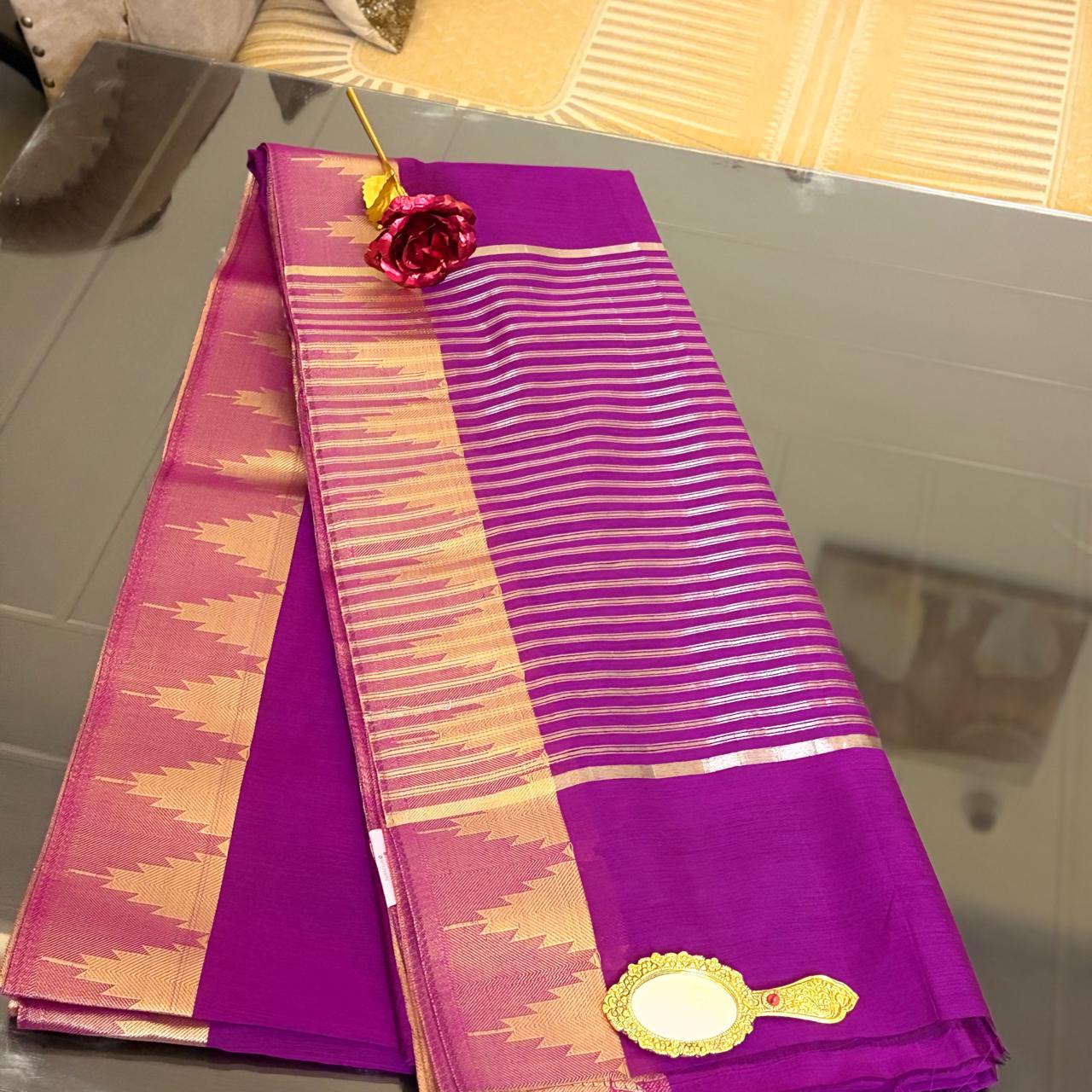 Ehsaas - Purple Maheshwari Silk With Temple Zari Border