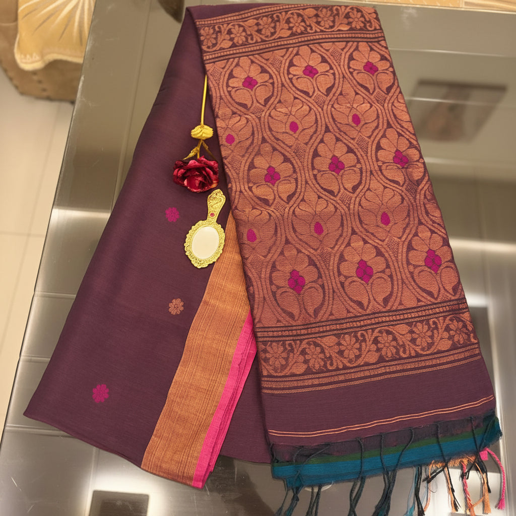 Ehsaas- Linen Purple| Copper Zari Ikkat