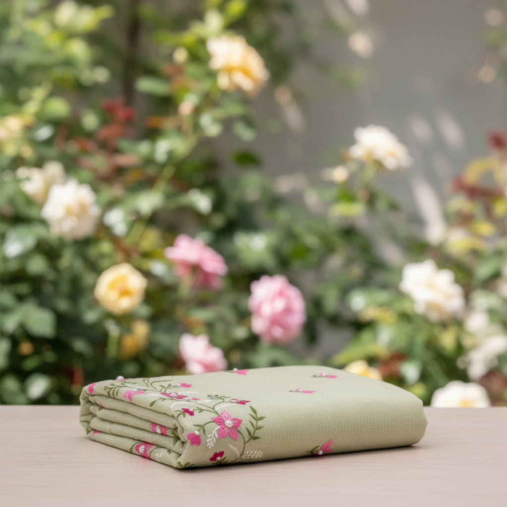 Vayu- Kota Pearl Pista Floral Saree