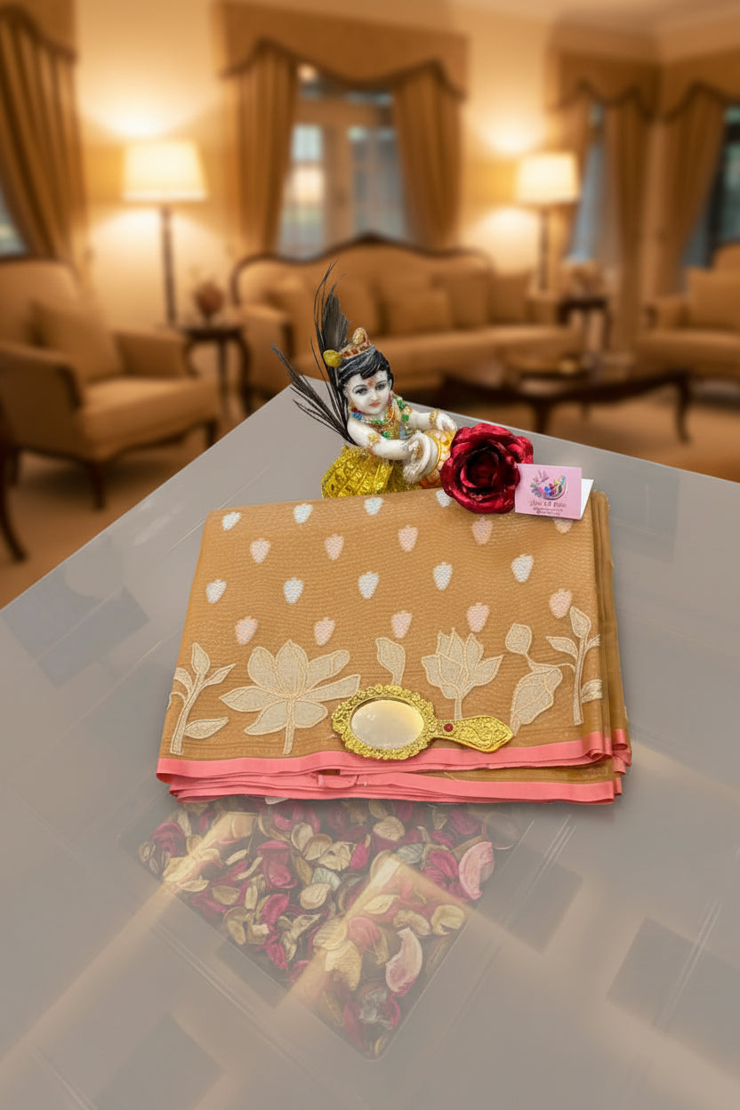 Midnight Royal Silk Tissue Gold Floral
